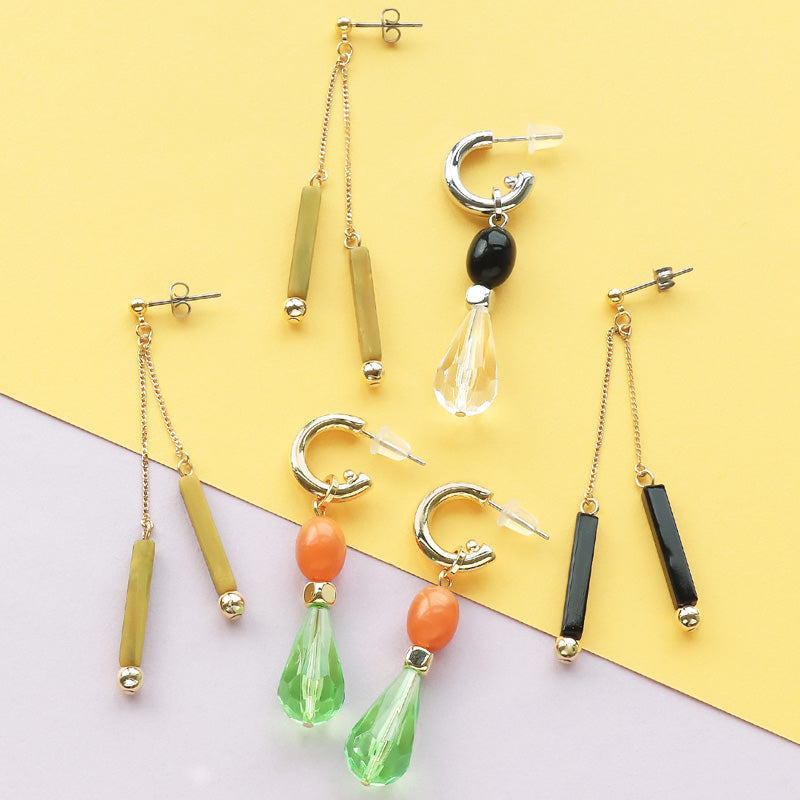 レシピNo.KR0861 ドイツ製アクリルのカラフルピアス4種 (スウィング・ポップ)
