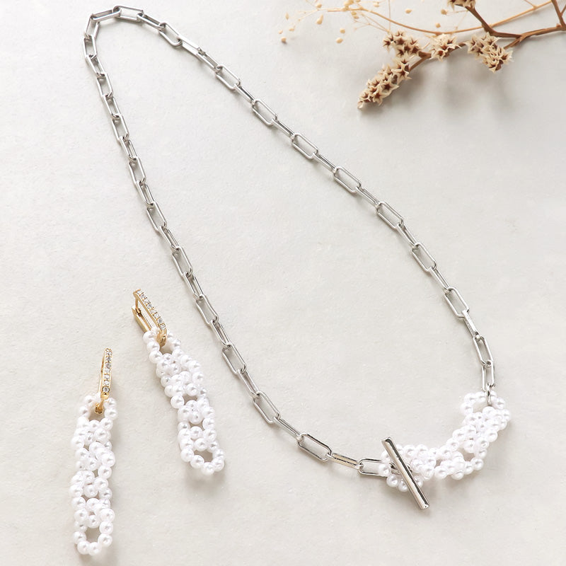 レシピNo.KR0866 パールリング5連のアクセサリー2種