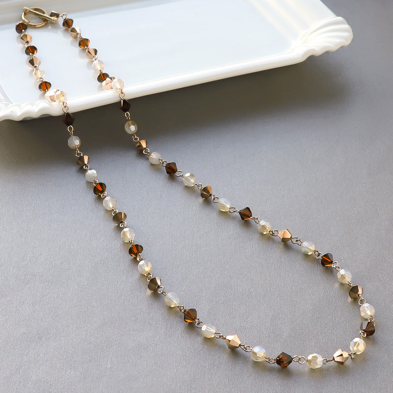 レシピNo.KR0867 貴和クリスタルのゴールドミックスネックレス