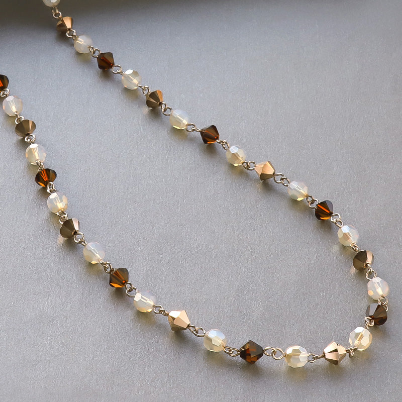 レシピNo.KR0867 貴和クリスタルのゴールドミックスネックレス