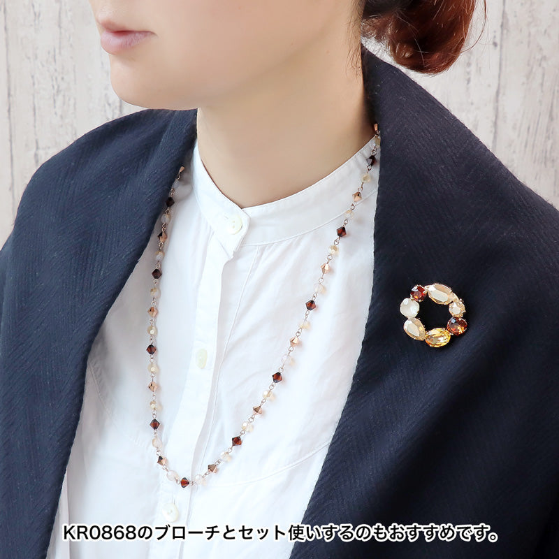 レシピNo.KR0867 貴和クリスタルのゴールドミックスネックレス