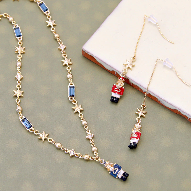 Recipe No.KR0872 Charm Walnut Dolls and Star Neck & Earrings