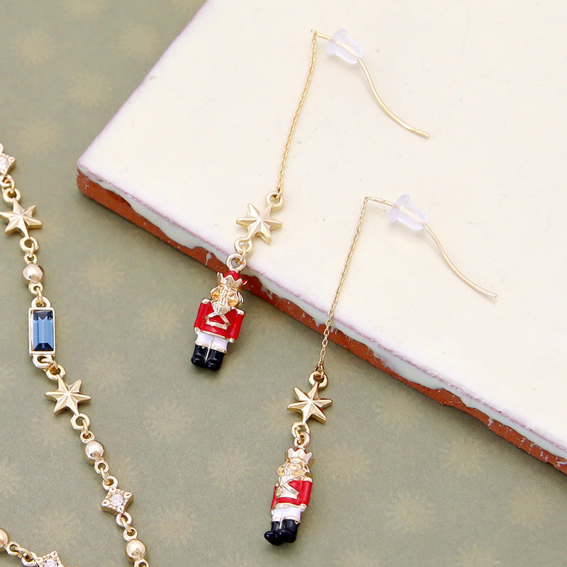 Recipe No.KR0872 Charm Walnut Dolls and Star Neck & Earrings