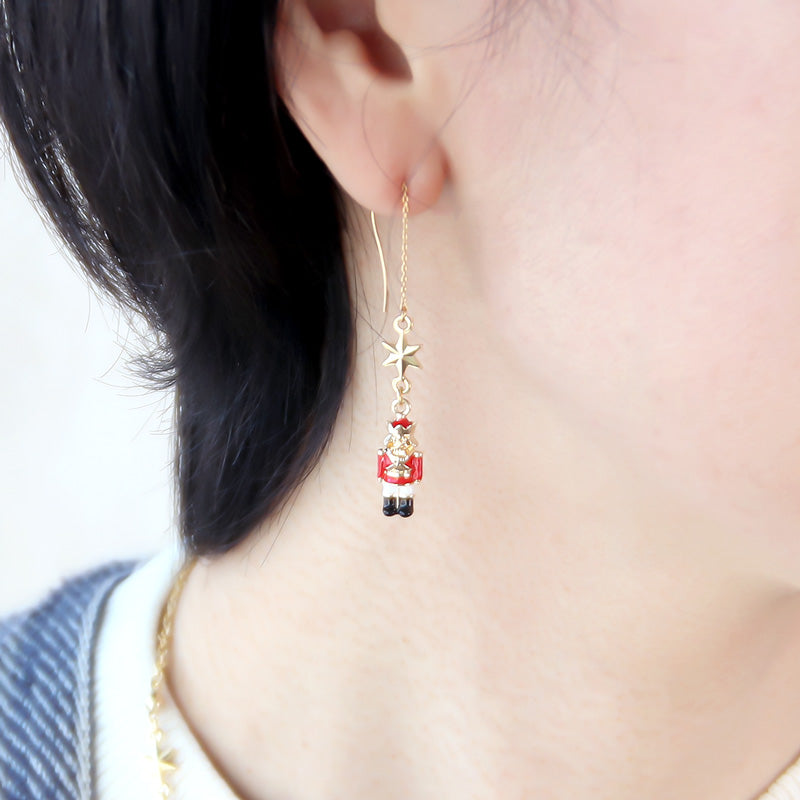 Recipe No.KR0872 Charm Walnut Dolls and Star Neck & Earrings