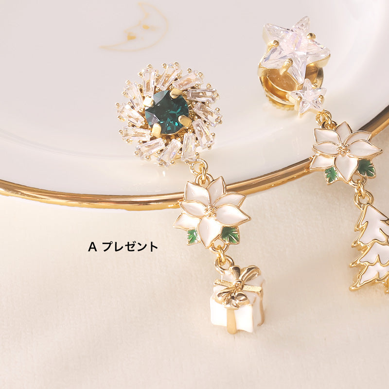レシピNo.KR0877 ホワイトクリスマスのピンブローチ2種