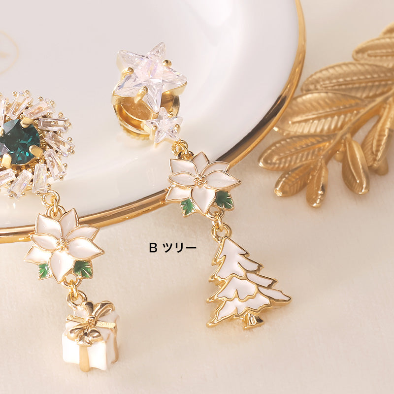 レシピNo.KR0877 ホワイトクリスマスのピンブローチ2種