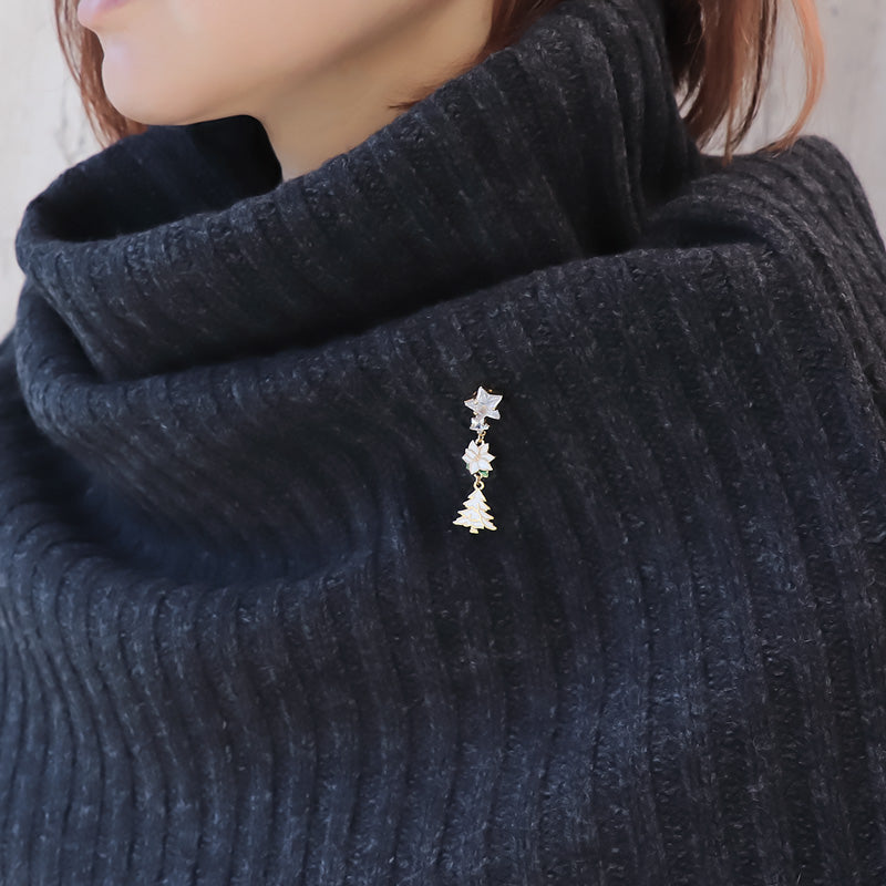 レシピNo.KR0877 ホワイトクリスマスのピンブローチ2種
