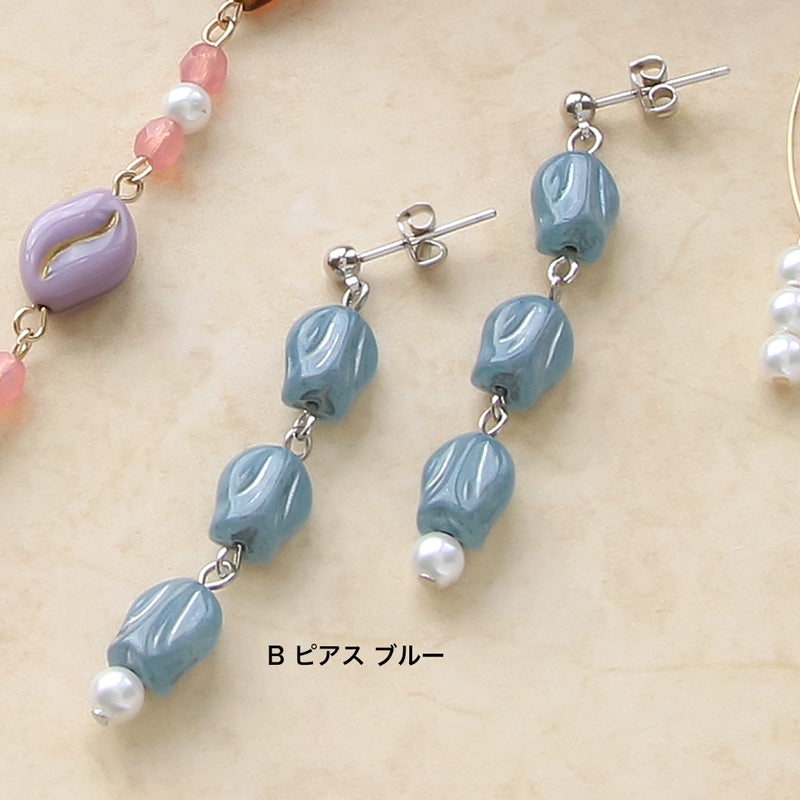 レシピNo.KR0879 チェコビーズチューリップのアクセサリー3種