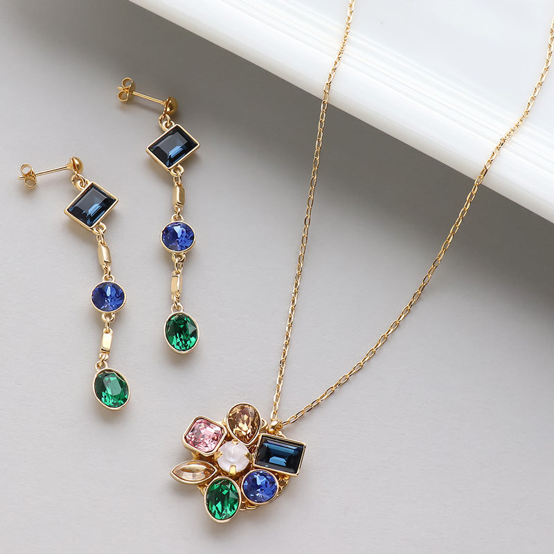 レシピNo.KR0885 貴和クリスタルのリュクストーンネック&ピアス