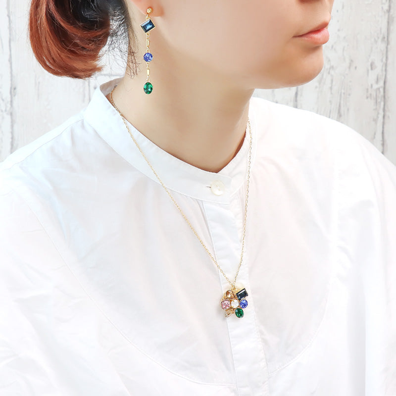 レシピNo.KR0885 貴和クリスタルのリュクストーンネック&ピアス