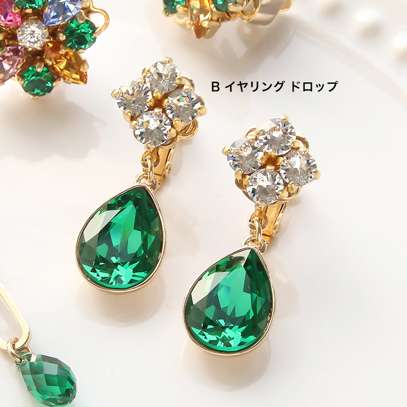 レシピNo.KR0886 貴和クリスタルのランダムフォルムビジューイヤーアクセサリー3種
