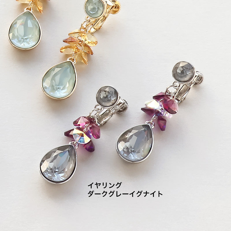 レシピNo.KR0888 貴和クリスタル#1088と#4320のY字ネック&イヤリング