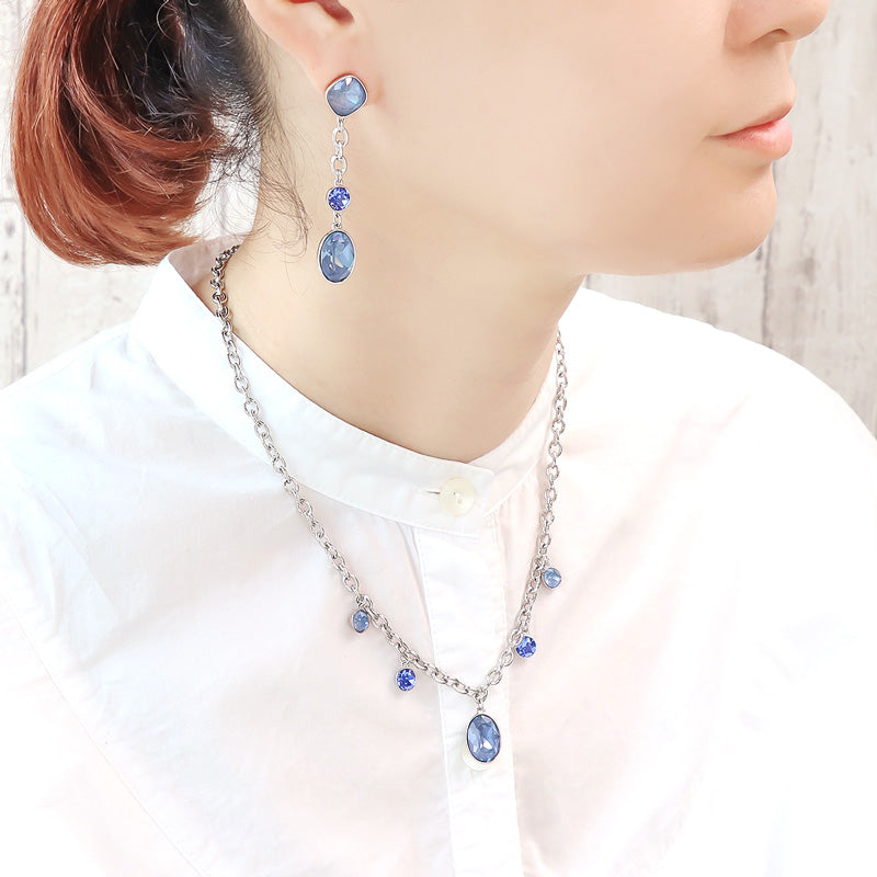 レシピNo.KR0889 貴和クリスタルとチェーンのボリュームネック&ピアス