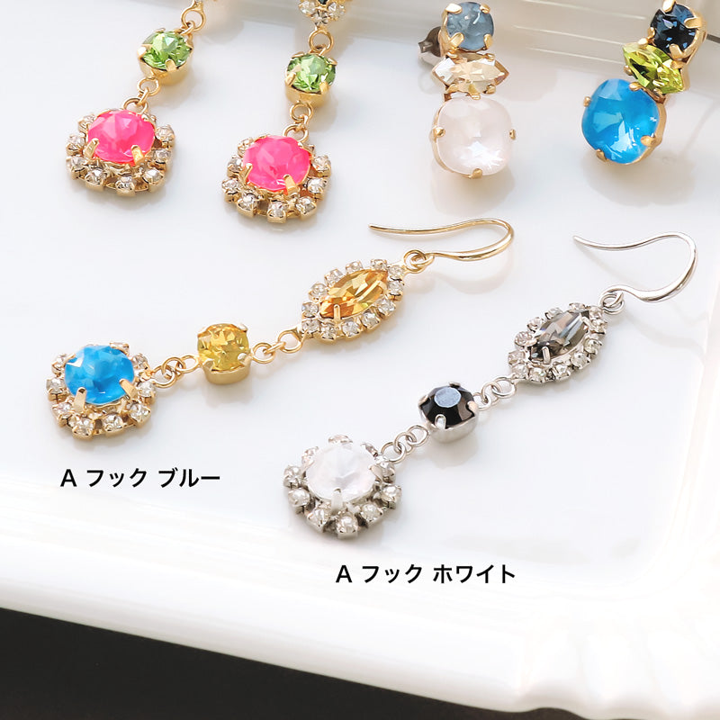 レシピNo.KR0891 貴和クリスタルのトリオビジューピアス2種