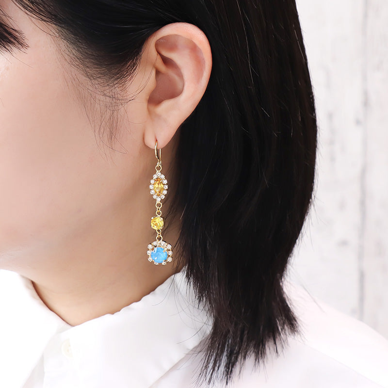 レシピNo.KR0891 貴和クリスタルのトリオビジューピアス2種