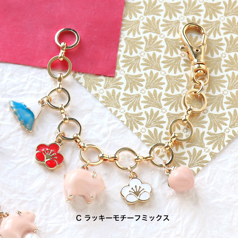 レシピNo.KR0899 ラッキーモチーフのキーホルダー3種