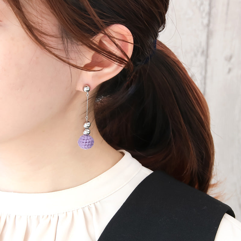 レシピNo.KR0908 フロッキーパーツぽこぽこボールのイヤーアクセサリー2種