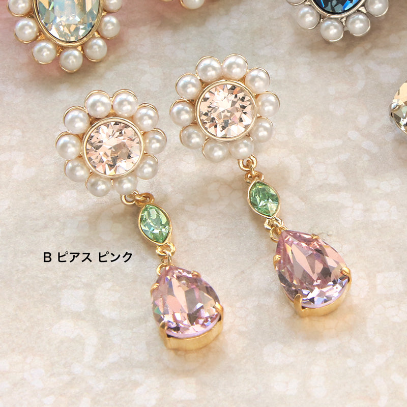 レシピNo.KR0911 貴和クリスタルとパールのイヤーアクセサリー2種