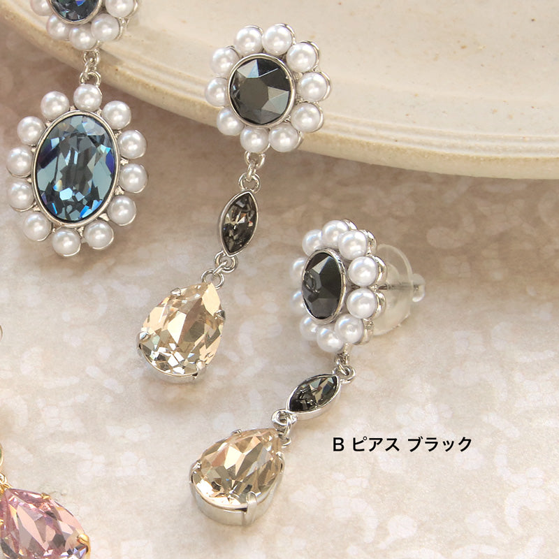 レシピNo.KR0911 貴和クリスタルとパールのイヤーアクセサリー2種