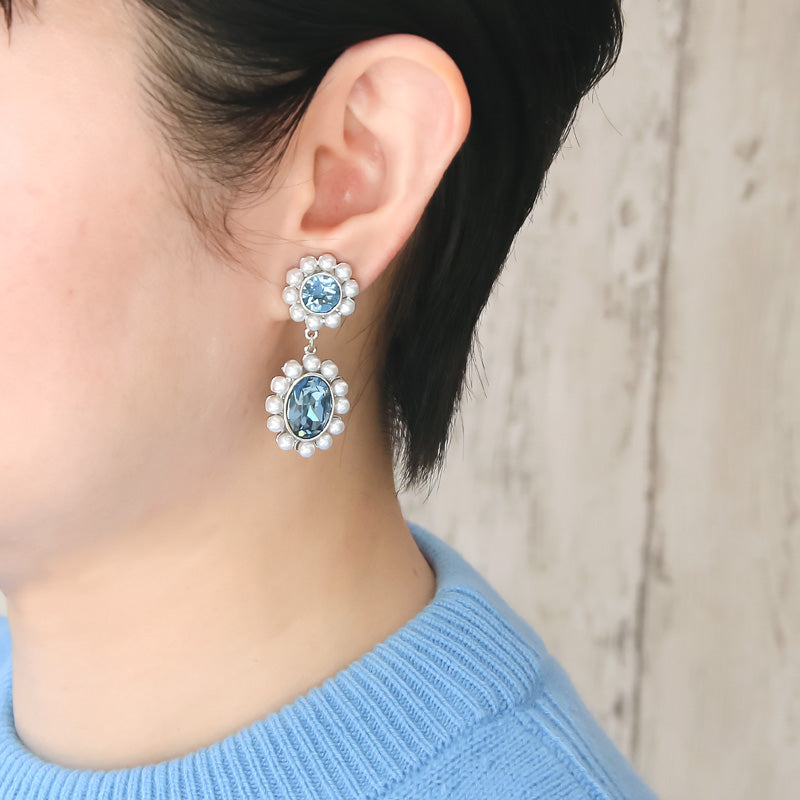 Recipe No.KR0911 2 types of ear accessories of Kiwa Crystal and Pearl