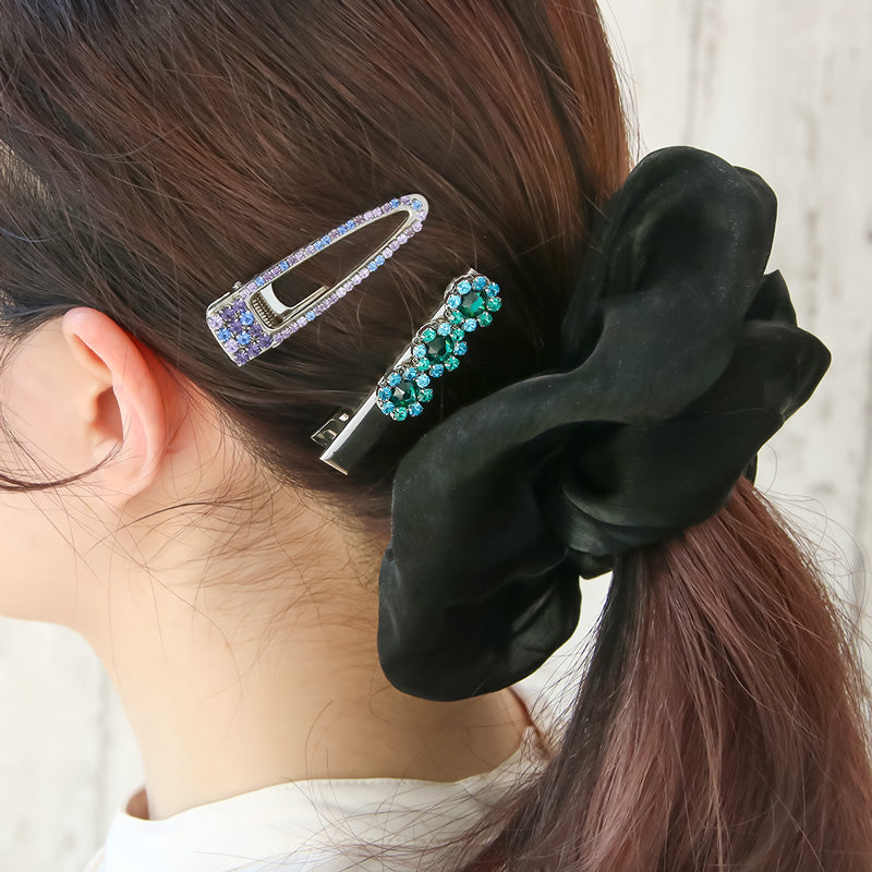 レシピNo.KR0914 連爪チェーンのマルチカラーヘアクリップ2種