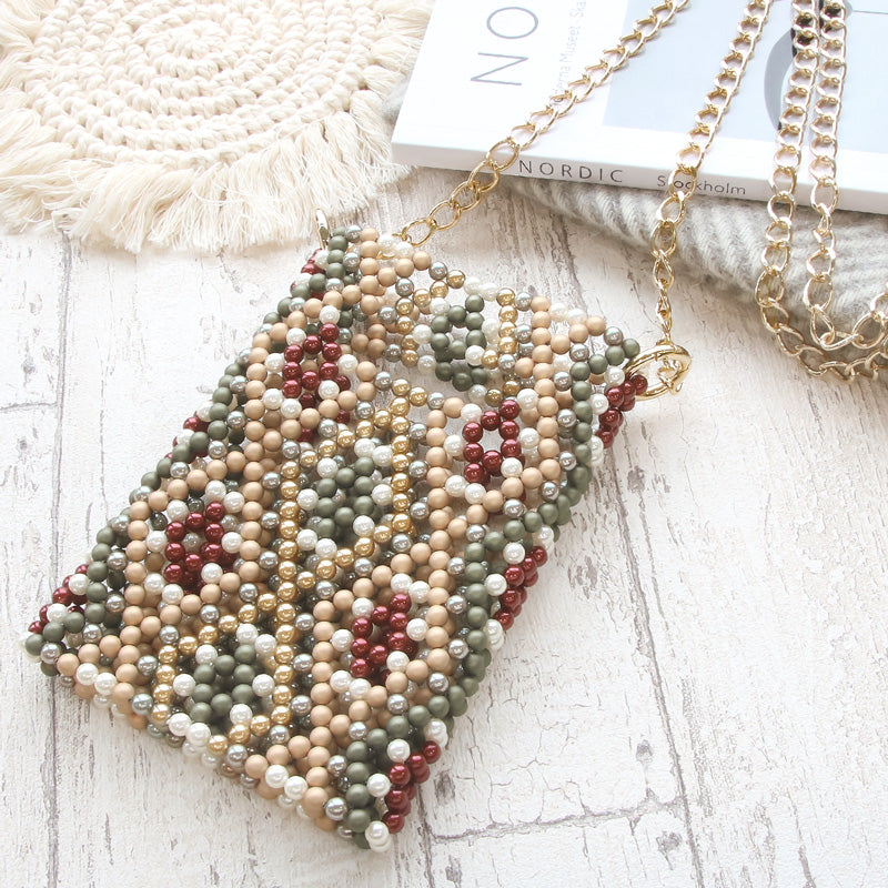 Recipe No.kr0923 Pearl diamond pattern smartphone bag