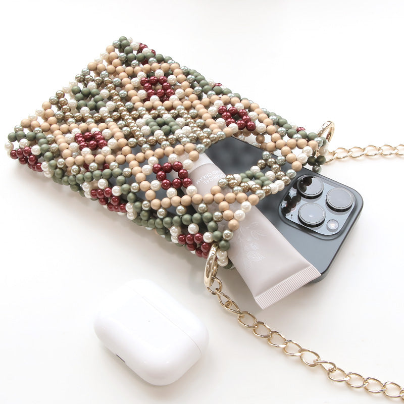 Recipe No.kr0923 Pearl diamond pattern smartphone bag