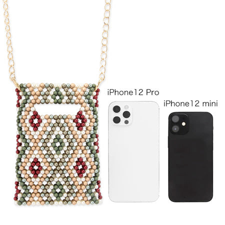 レシピNo.KR0923 パールのダイヤパターンスマホバッグ