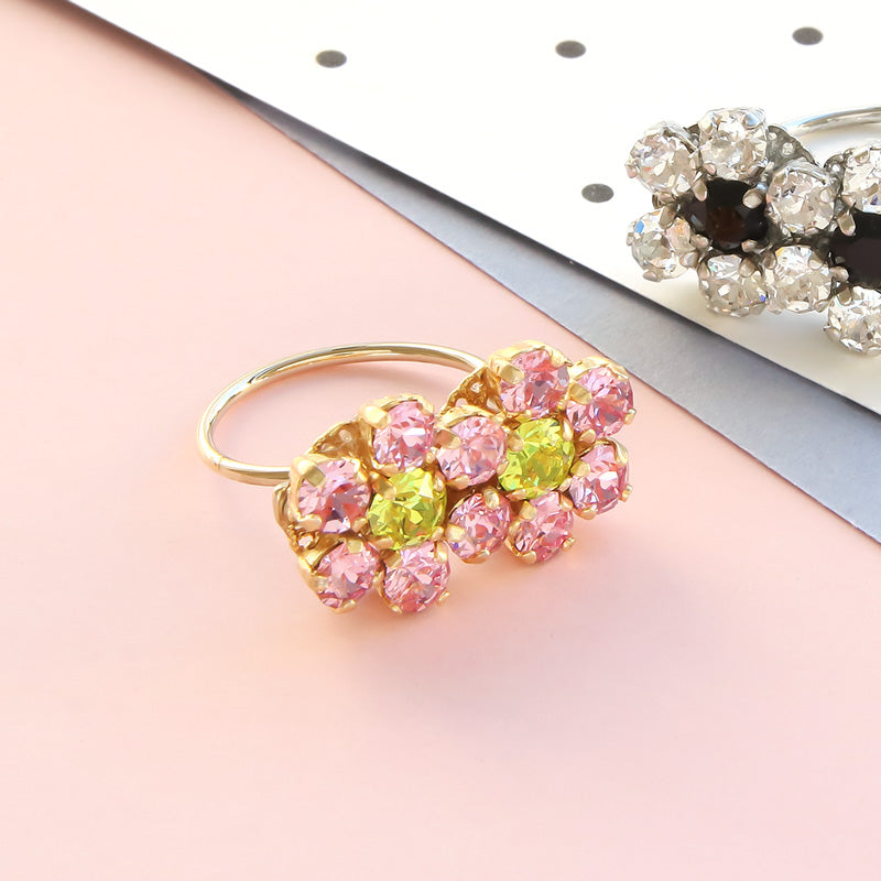 Recipe No.KR0925 Takawa Crystal Twin Flower Ring