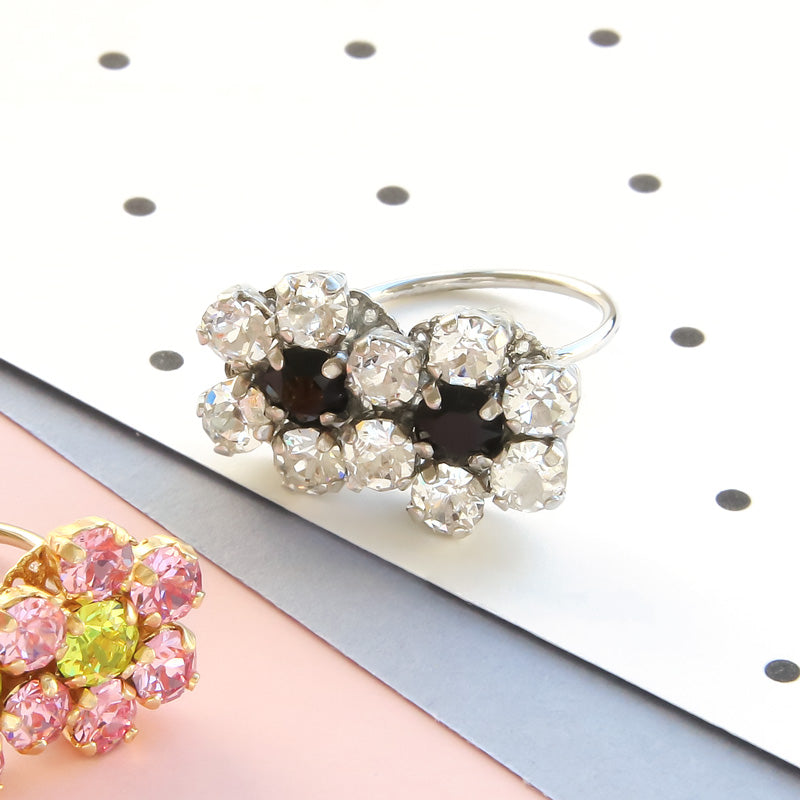 Recipe No.KR0925 Takawa Crystal Twin Flower Ring