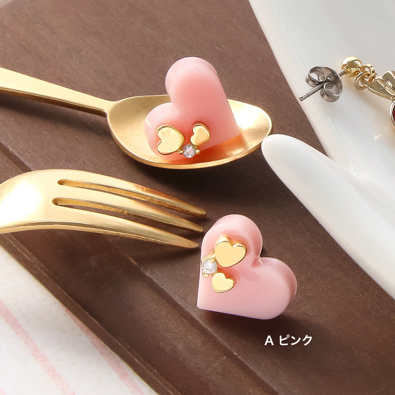 レシピNo.KR0928 ショコラハートのピアス2種