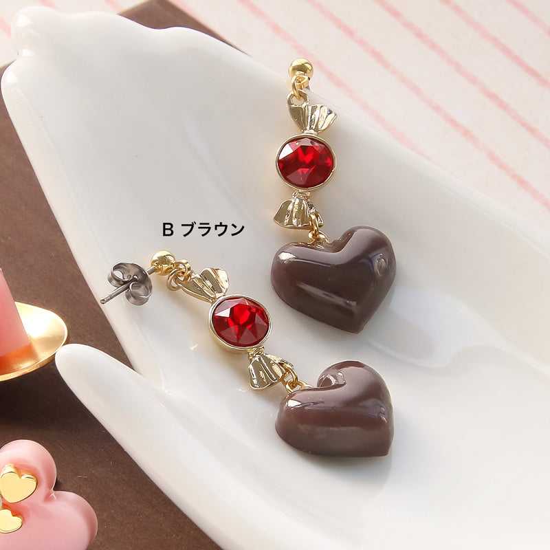レシピNo.KR0928 ショコラハートのピアス2種