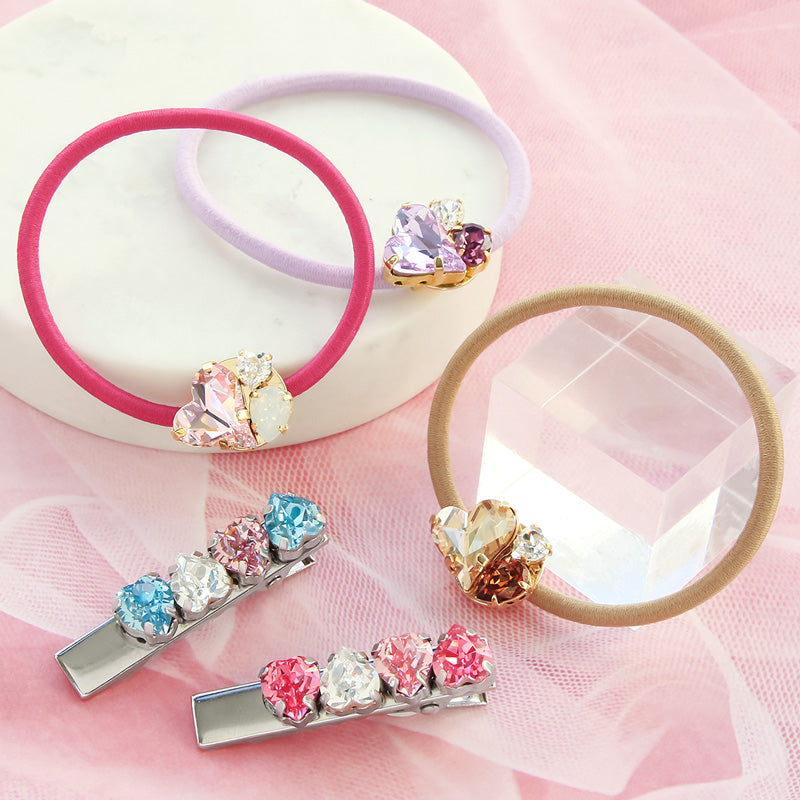 レシピNo.KR0932 貴和クリスタルのラブリーヘアアクセサリー2種