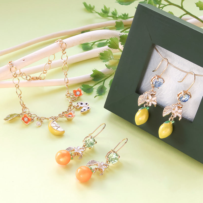 レシピNo.KR0934 フルーツとフラワーのアクセサリー2種