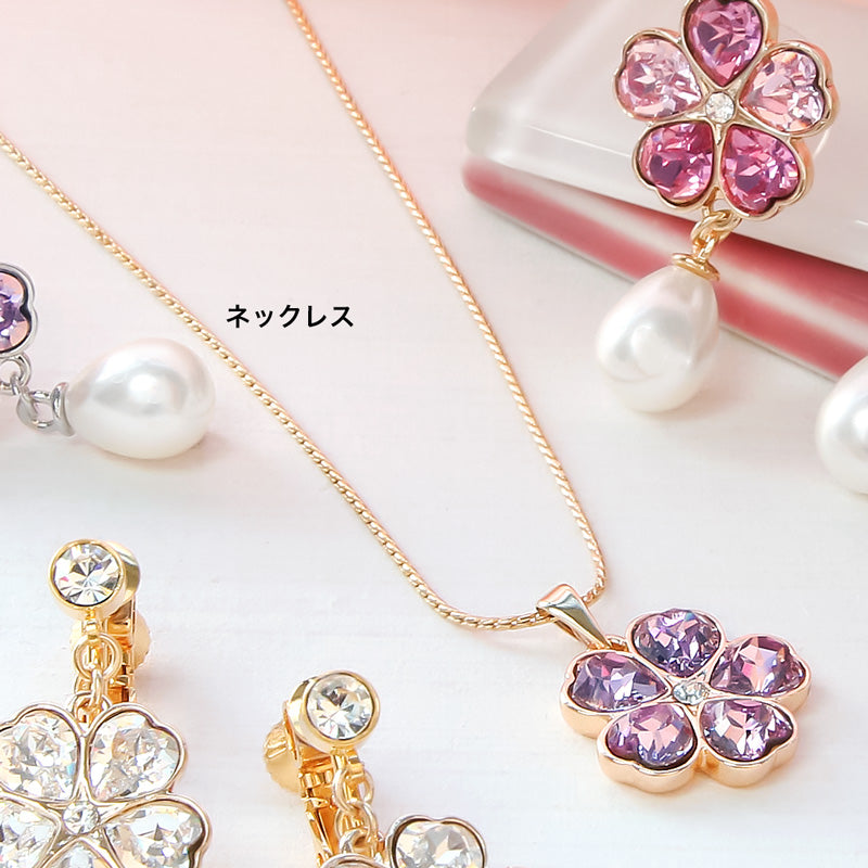 レシピNo.KR0937　貴和クリスタル＃4884のさくらアクセサリー3種