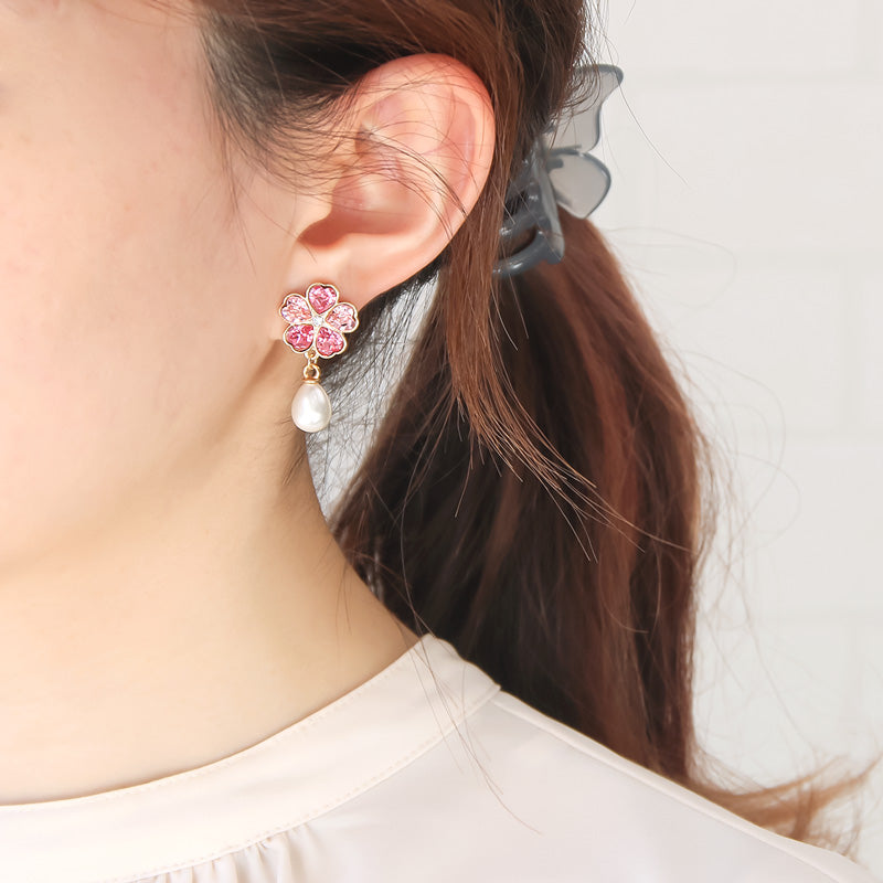 レシピNo.KR0937 貴和クリスタル#4884のさくらアクセサリー3種