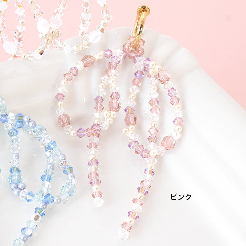 レシピNo.KR0941 ビーズリボンのゆめかわステッチイヤリング(片耳用)
