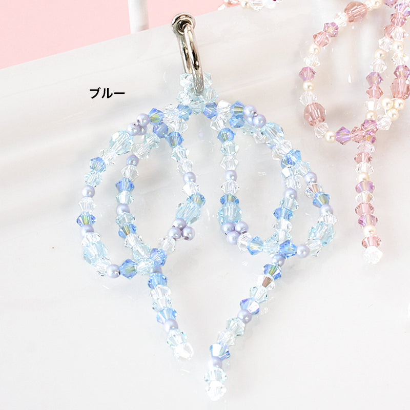 レシピNo.KR0941 ビーズリボンのゆめかわステッチイヤリング(片耳用)