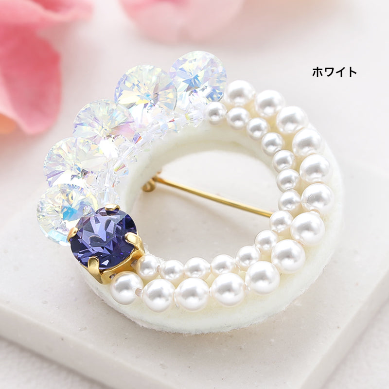Recipe No.KR0943 Pearl and bijoux embroidery brooch
