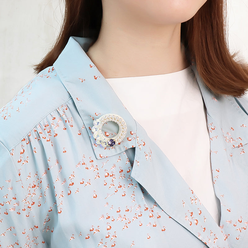 Recipe No.KR0943 Pearl and bijoux embroidery brooch