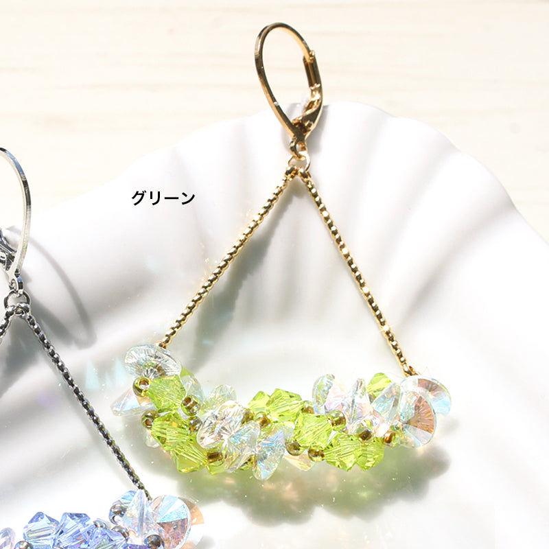 レシピNo.KR0944　クリスタルのスパイラルステッチピアス