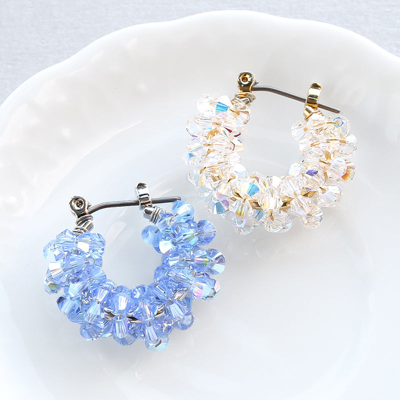 レシピNo.KR0948 クリスタルの煌めきワイヤーフープピアス