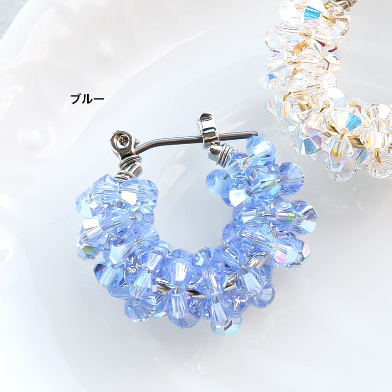 レシピNo.KR0948 クリスタルの煌めきワイヤーフープピアス