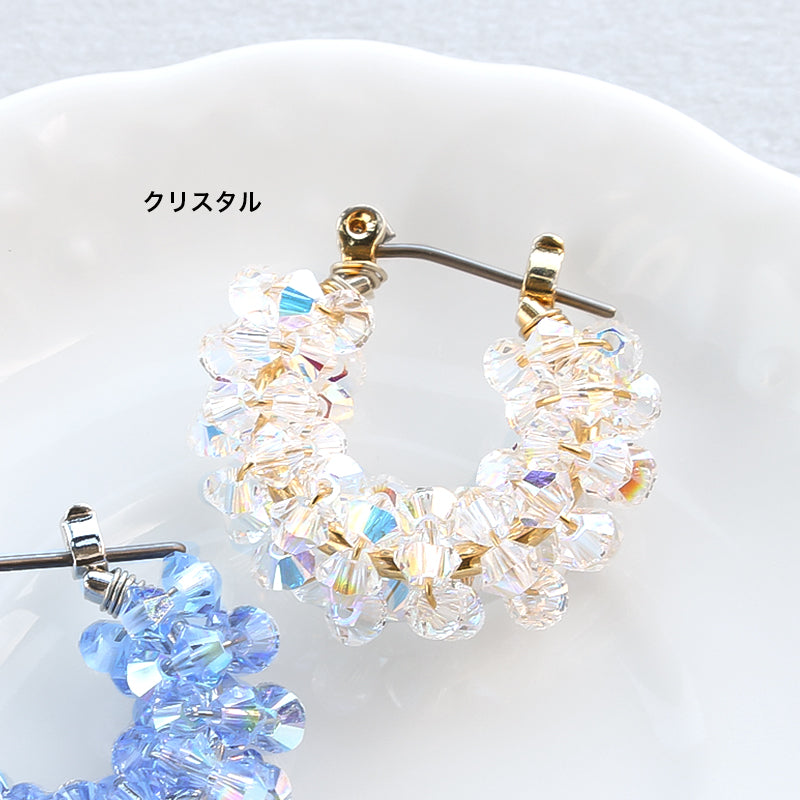 レシピNo.KR0948 クリスタルの煌めきワイヤーフープピアス