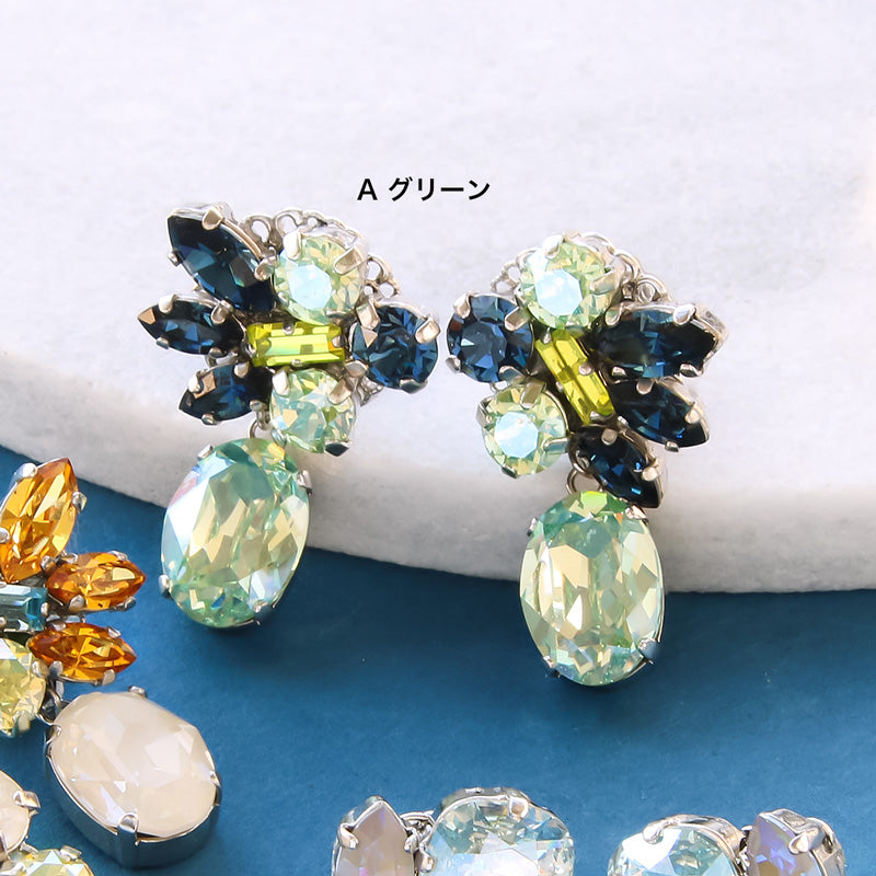 レシピNo.KR0958 貴和クリスタルのビジューイヤリング2種