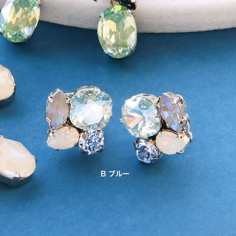 レシピNo.KR0958 貴和クリスタルのビジューイヤリング2種