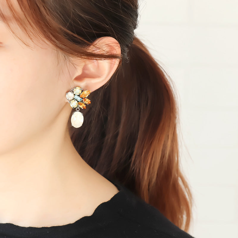 レシピNo.KR0958 貴和クリスタルのビジューイヤリング2種