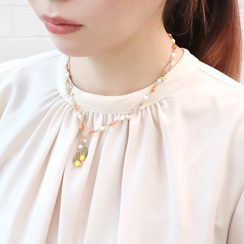 レシピNo.KR0961 チャームチューリップのレトロカラーネックレス