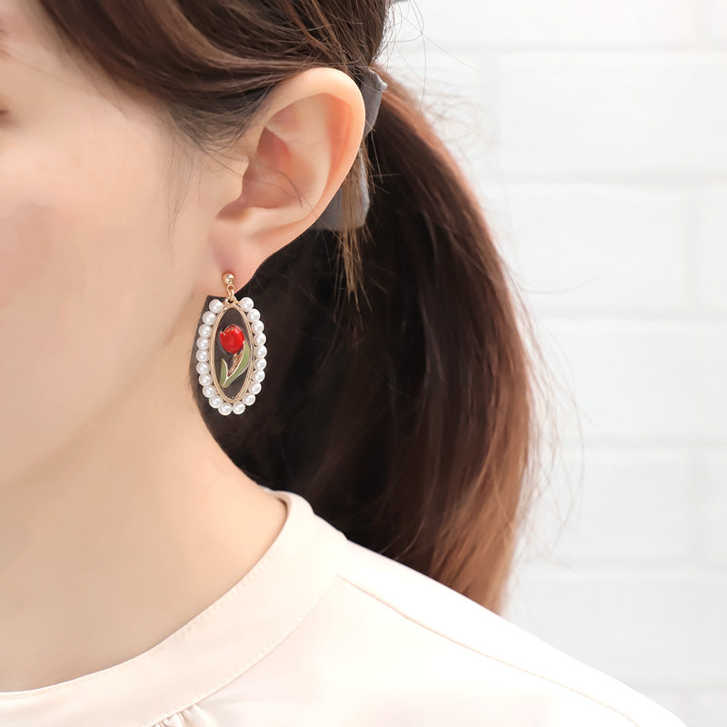 レシピNo.KR0962 チャームチューリップのピアス2種