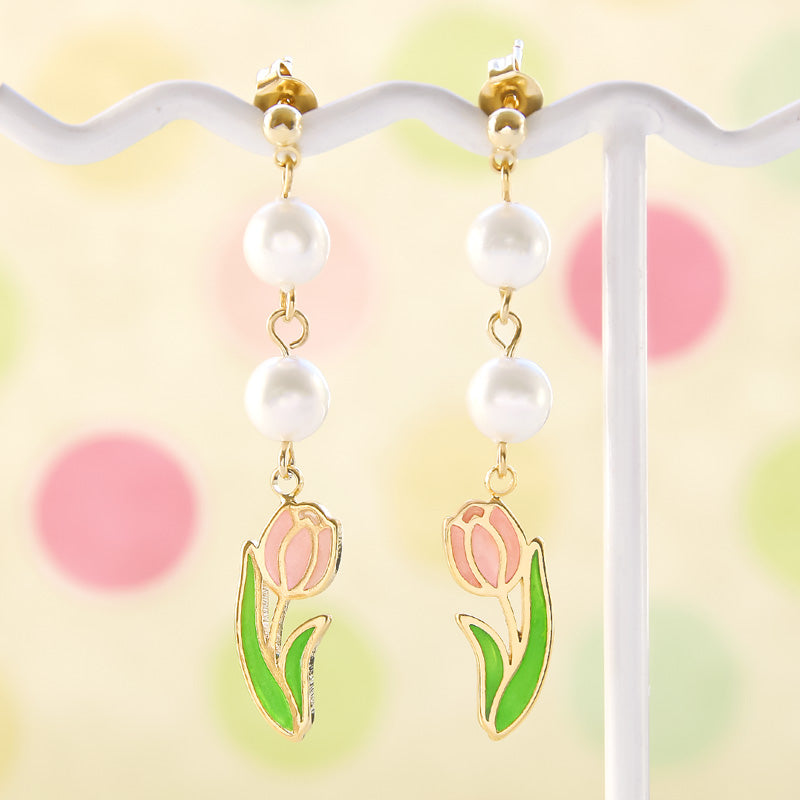 レシピNo.KR0963 シルエットチャームチューリップのピアス